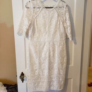 Monsoon size 14 white lace dress